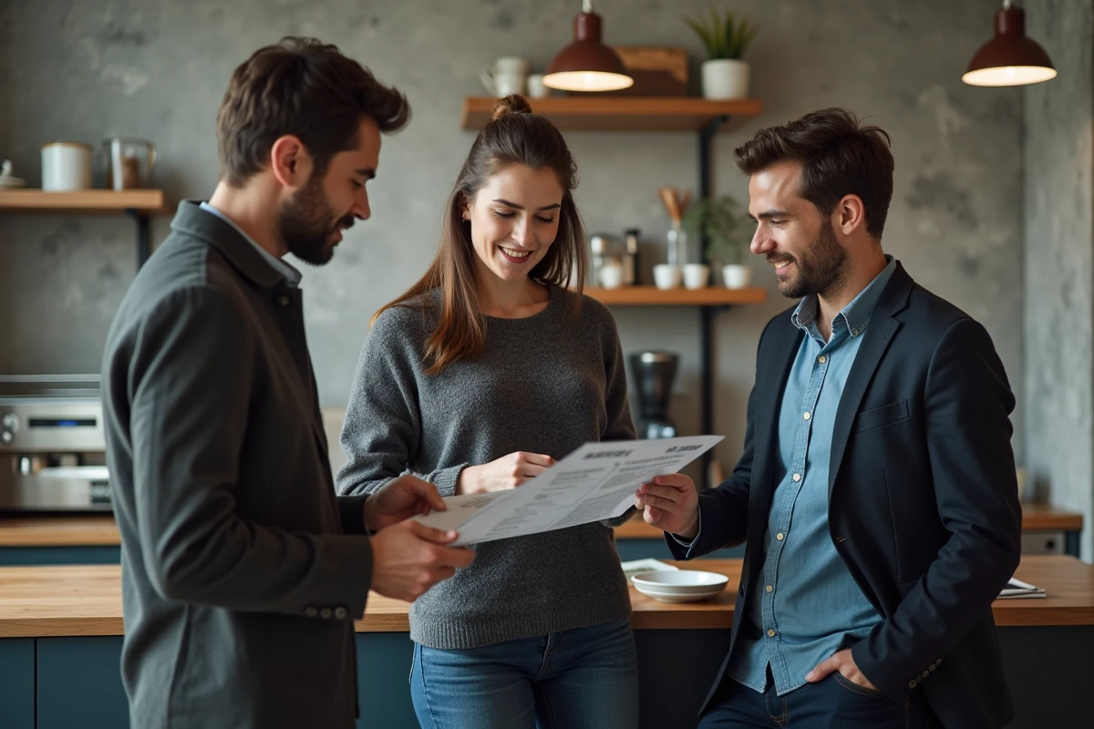 Groupe de consultants Altran en mission discutant des avantages du CSE près de la machine à café dans une salle de pause client
