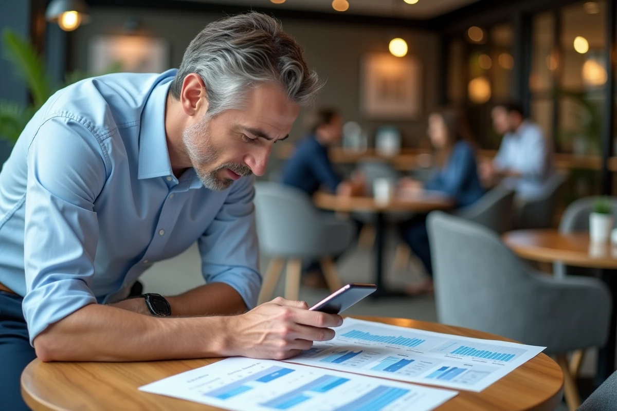 Homme entrepreneur examine des documents dans un espace de coworking