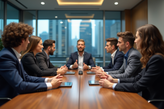 Groupe de professionnels en réunion d'affaires