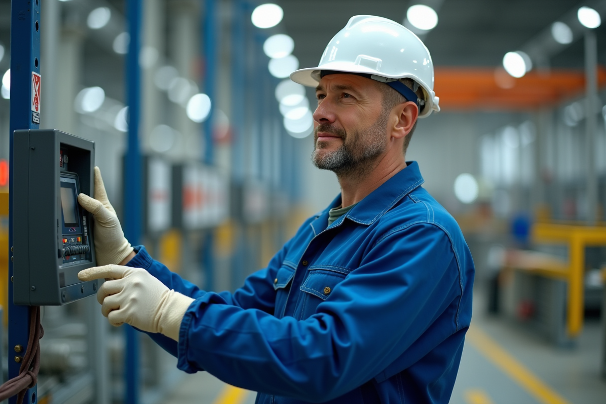 Ouvrier en tenue de sécurité inspectant l