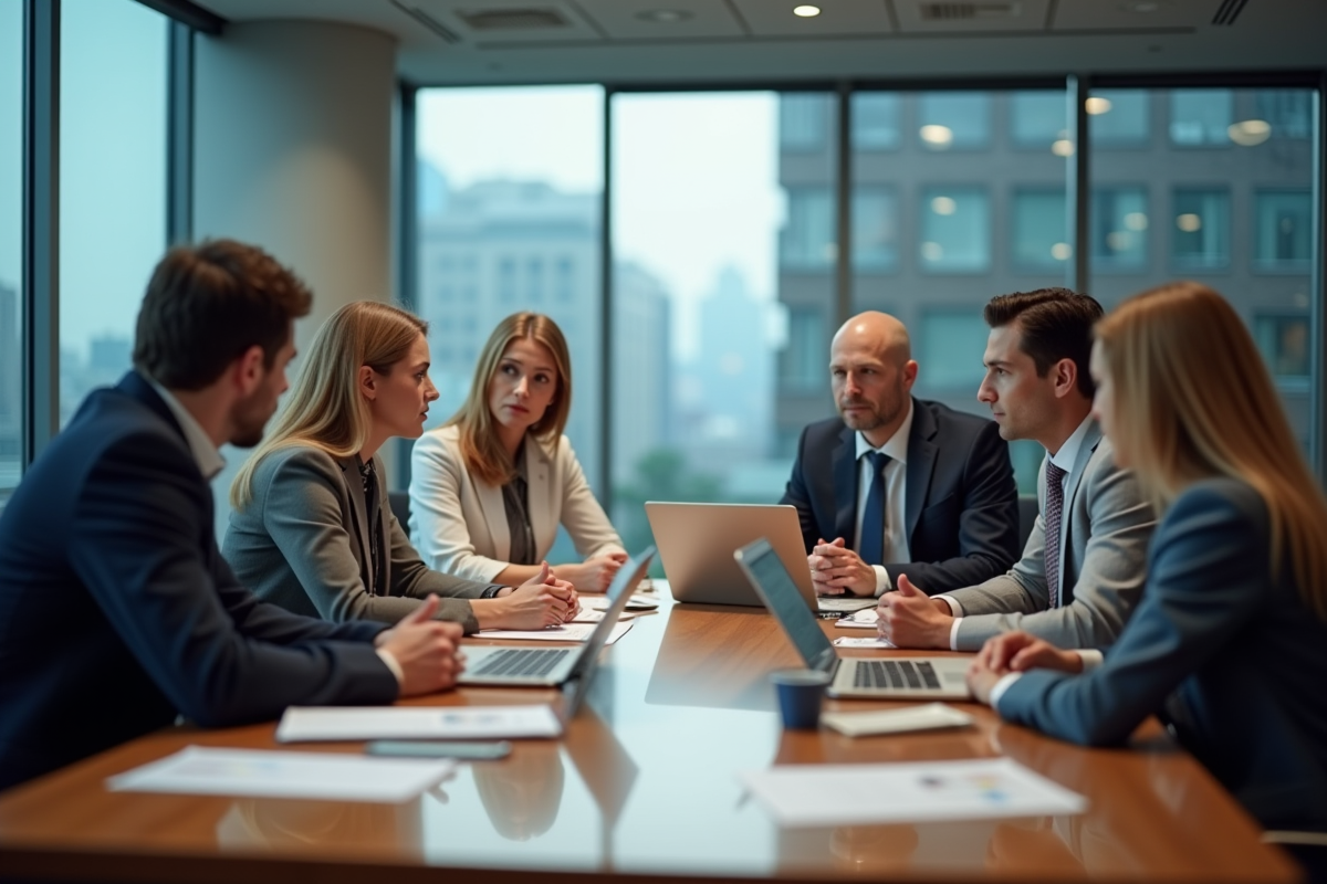 Groupe de collaborateurs divers en réunion de travail