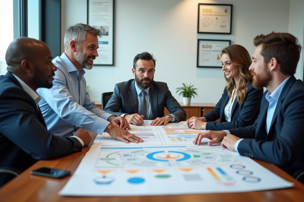 Groupe de professionnels discutant d